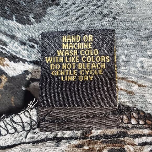 Essentials By ABS Sheer Peacock Pattern Top M - Picture 6 of 6